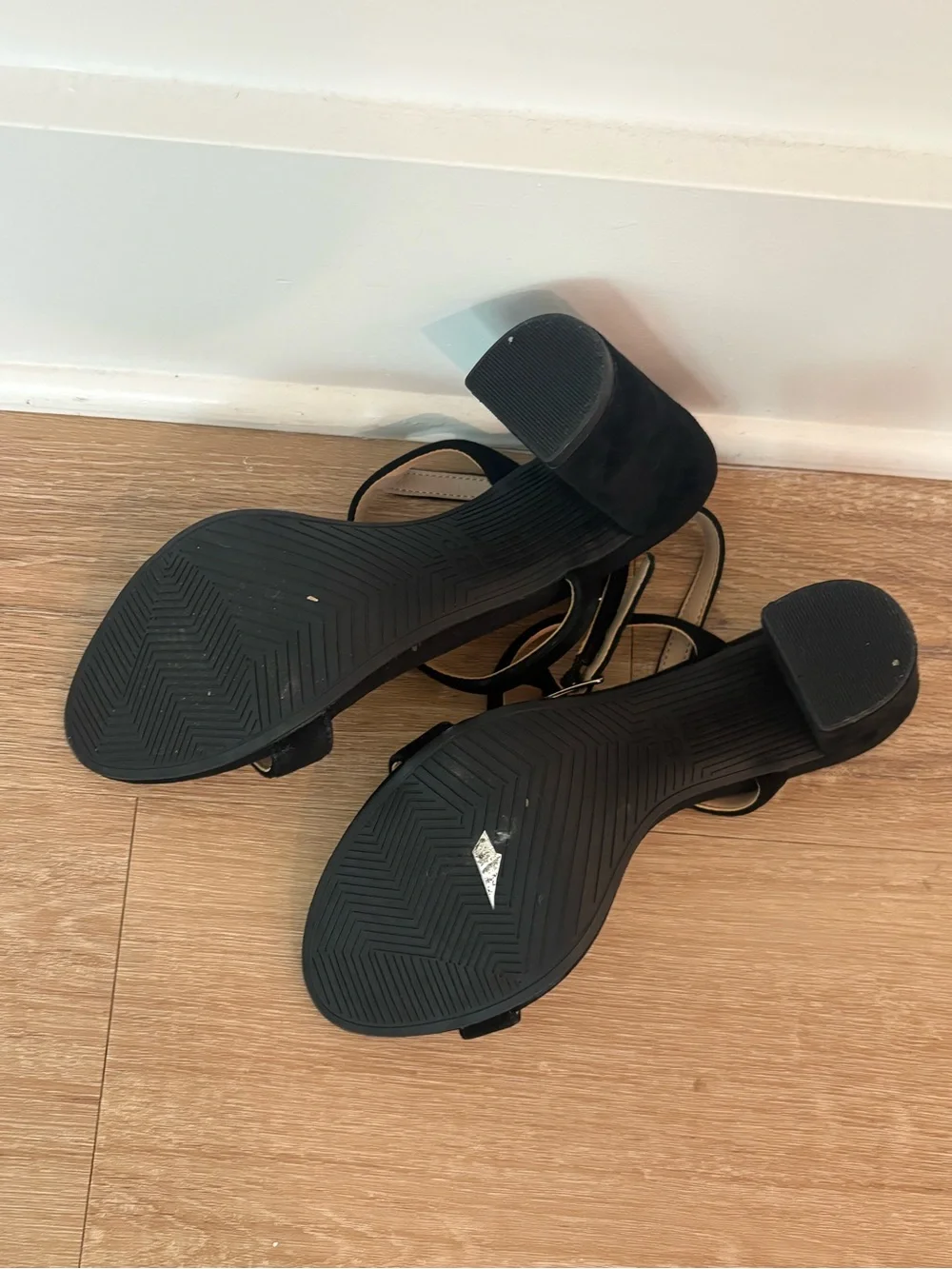 Black Suede Block Heel Sandals - Women